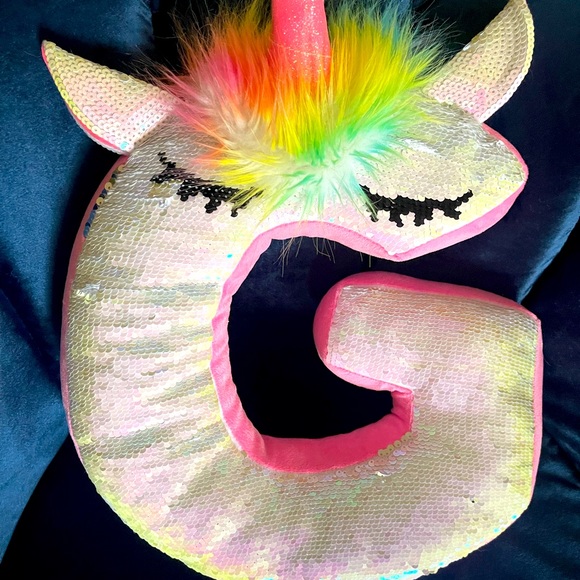 Justice Unicorn Flip Sequin Letter G Pillow - Picture 1 of 2